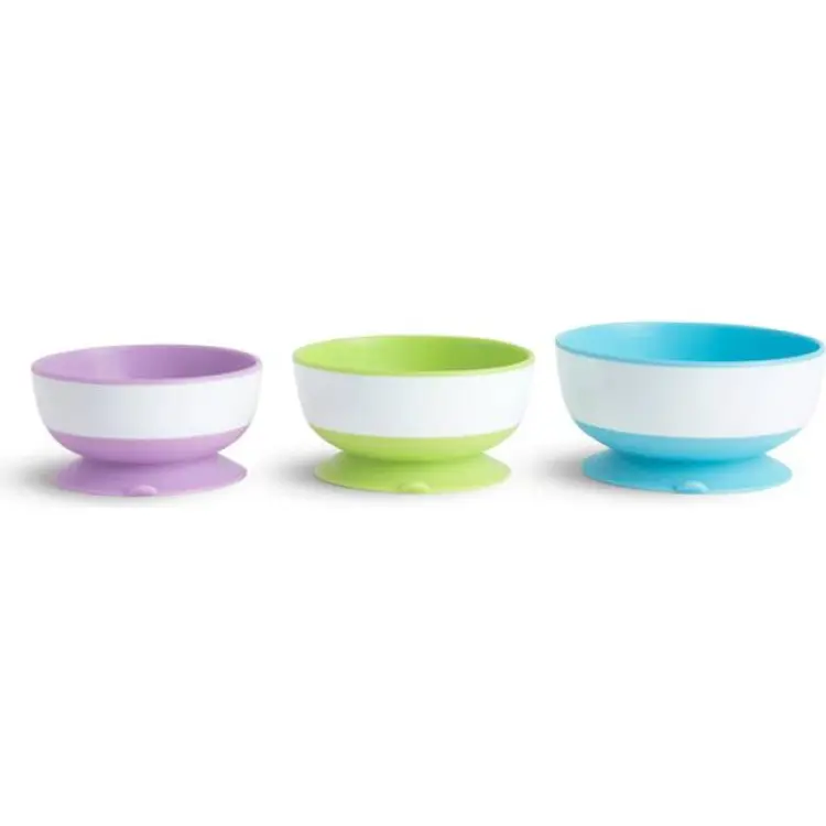 Munchkin Munchkin Stay Put Suction Bowls 3-pack Light Blue/Purple/Green