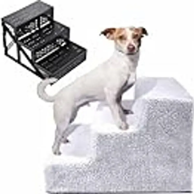 Mioteq Hundtrappa, 3-stegs hundtrappa for säng/soffa, halkfria husdjurstrappor, överdrag