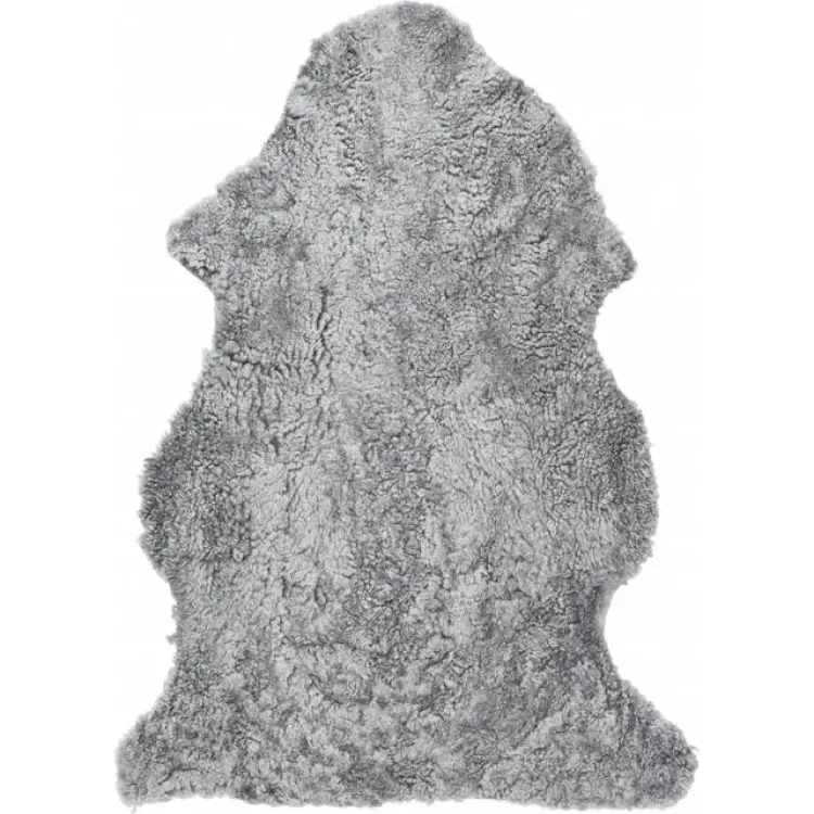 Skinnwille Curly Silver, Grå 60x95cm