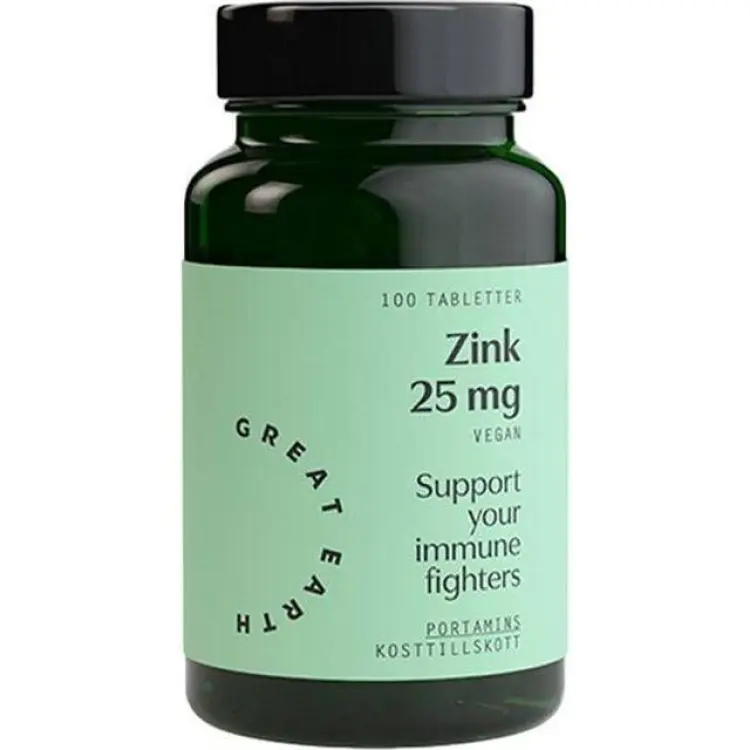 Great Earth Zink 25 mg 100 tabletter