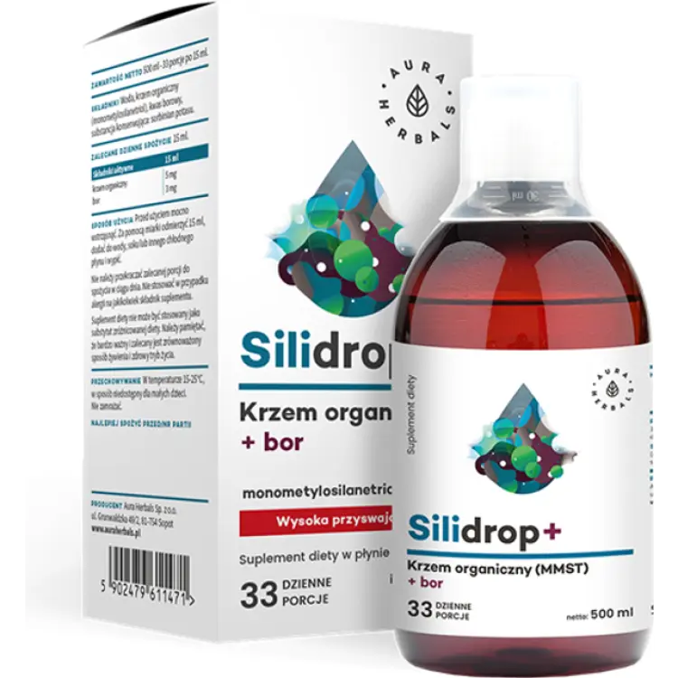 Aura Herbals Silidrop+ organiskt kisel MMST + bor 500 ml