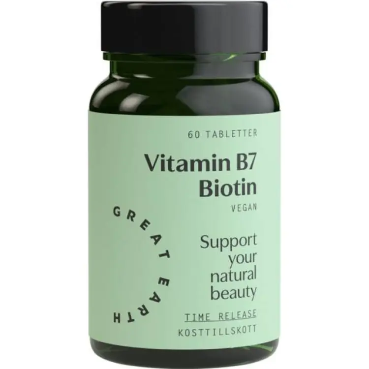 Great Earth Vitamin B7 Biotin 1000 µg 60 tabletter