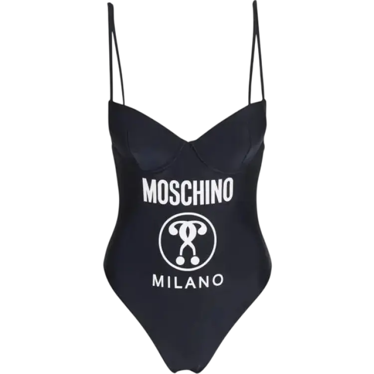 Moschino Baddräkt Med Logotryck Och Push Up-Kupor - Svart