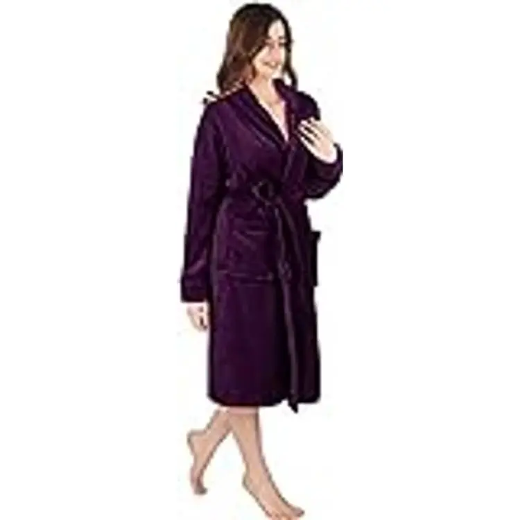 NY Threads Lyxig Morgonrock Supermjuk Fleece - Plommon