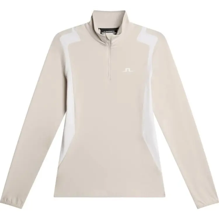 J.Lindeberg Women's Mae Quarter Zip Mid Layer Moonbeam - Grå