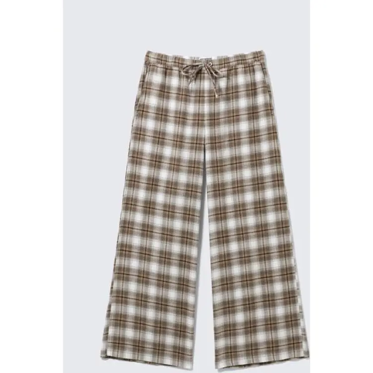 Weekday Vida Rutiga Flanellpyjamasbyxor - Beige