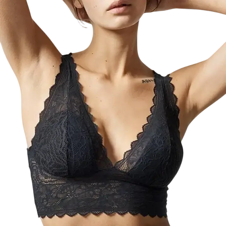 Femilet Floral Touch Soft Bra - Black