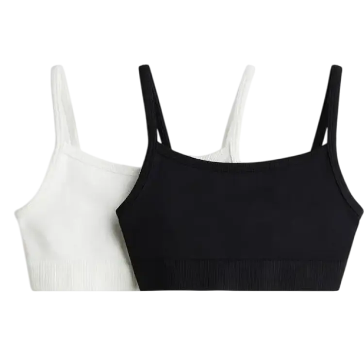H&M Seamless Sporttops DryMove 2-pack - Black/White (1213839010)