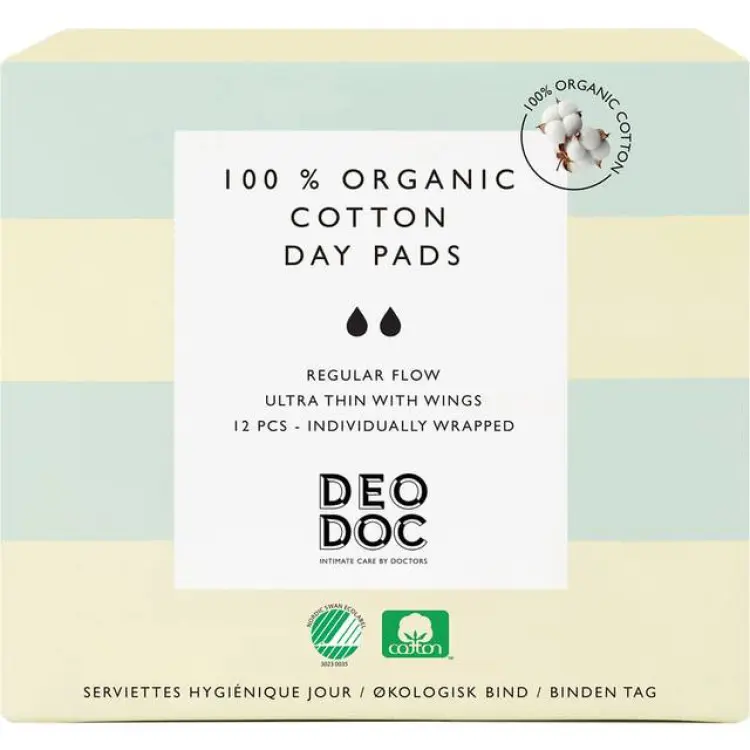 DeoDoc Organic Cotton Day Pads 12 st