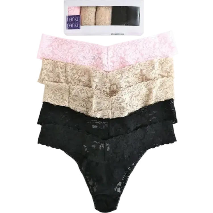 Hanky Panky Signature Original-Rise Thongs, Set of
