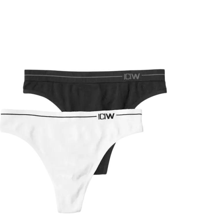 ICANIWILL Everyday Seamless Thong 2-pack-Black/White-XS
