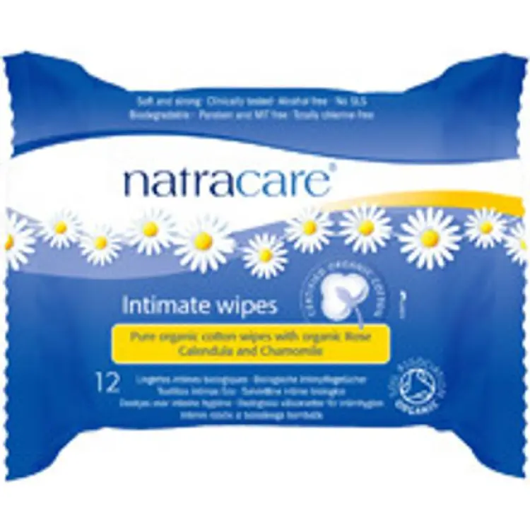 Natracare Organic Cotton Intimate Wipes 12-pack