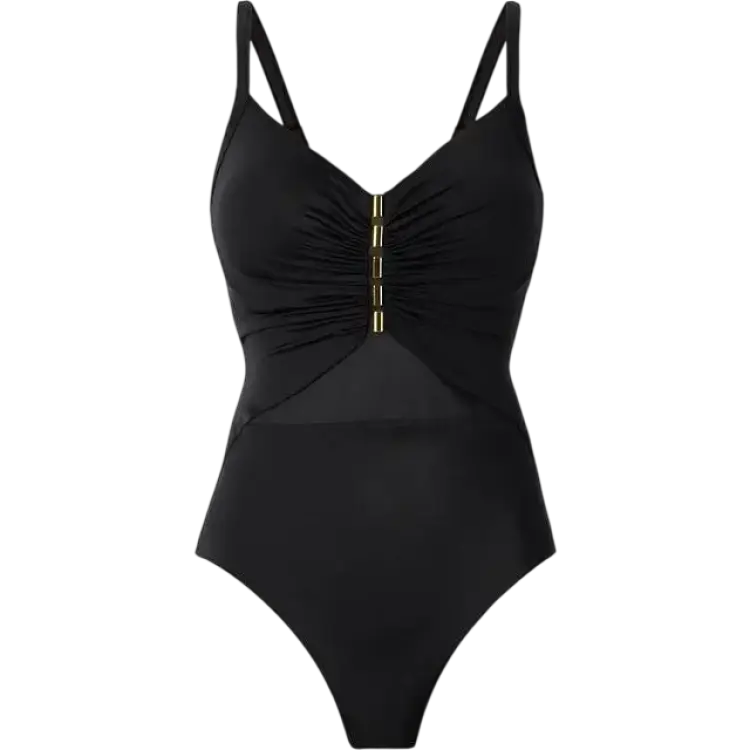 Miraclesuit Underwired Mesh Insert Hardware Detail Fronted Tummy Control Swimsuit - Black