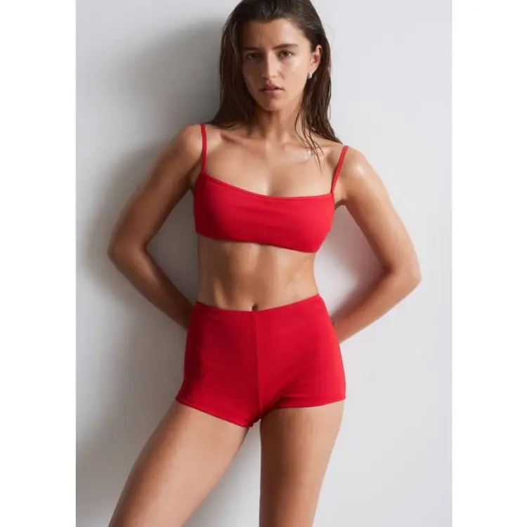 & Other Stories High-Waist Bikini Shorts Red