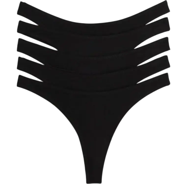 H&M Dam Svart 5-pack trosa thong bomull