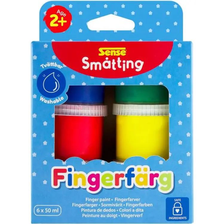 Sense Småtting Fingerfärger 6-pack