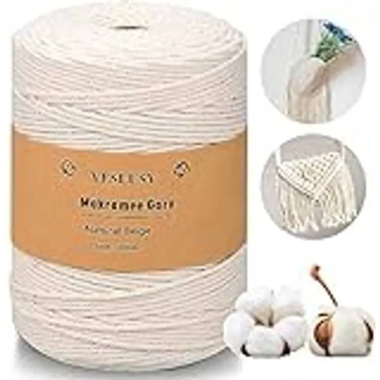 YESLUSY Makramégarn natur 3 mm x 300 m