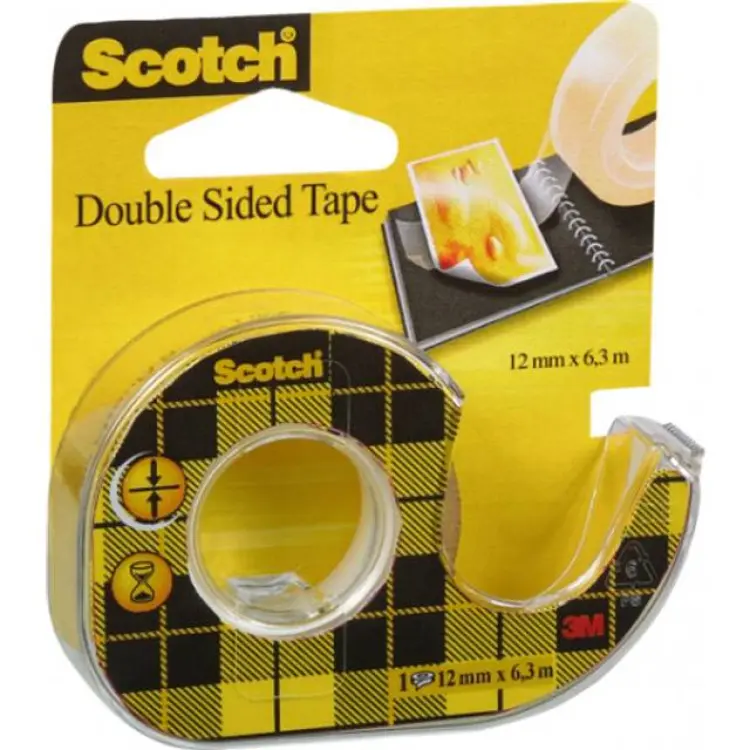 Scotch 665 dubbelhäftande tejp i hållare 12 mm x 6,3 m