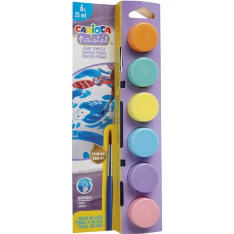 CARIOCA Temperafärg 6 x 25 ml Pastellfärger