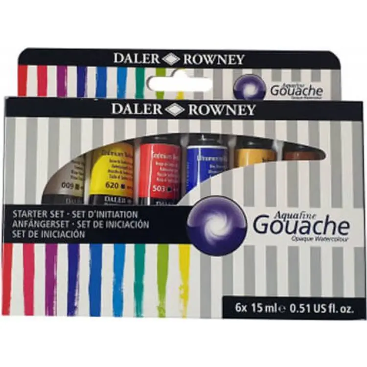 Daler Rowney Aquafine Gouache Introduktions Set 6x15 ml