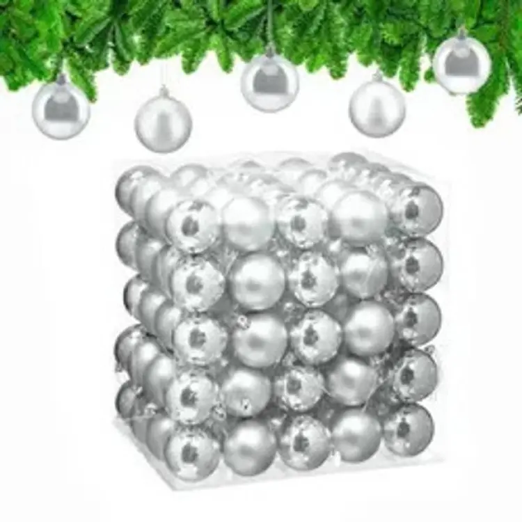 Relaxdays julgranskulor i plast 100-pack silver