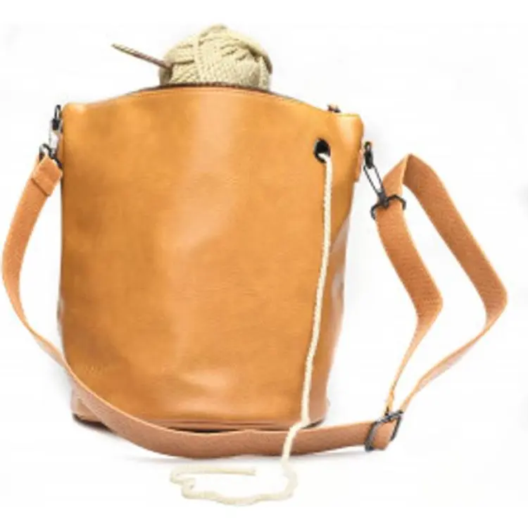 Unwind Garnväska Ljusbrun PU-Läder Ø25cm 28cm