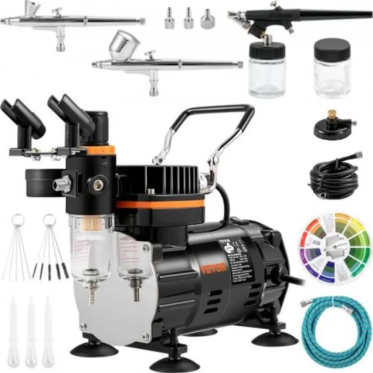 VEVOR Professionell airbrushkit med 3 pistoler 0,2/0,3/0,8 mm