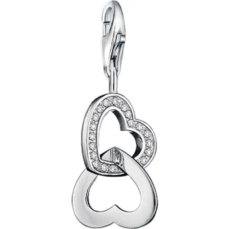 Thomas Sabo Charm Club Hearts Charm Pendant - Silver/White