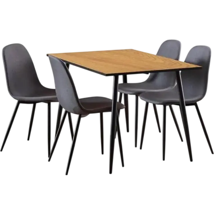Finola Matgrupp 120 cm 4 Stolar Grå Brun Svart Bordsgrupp