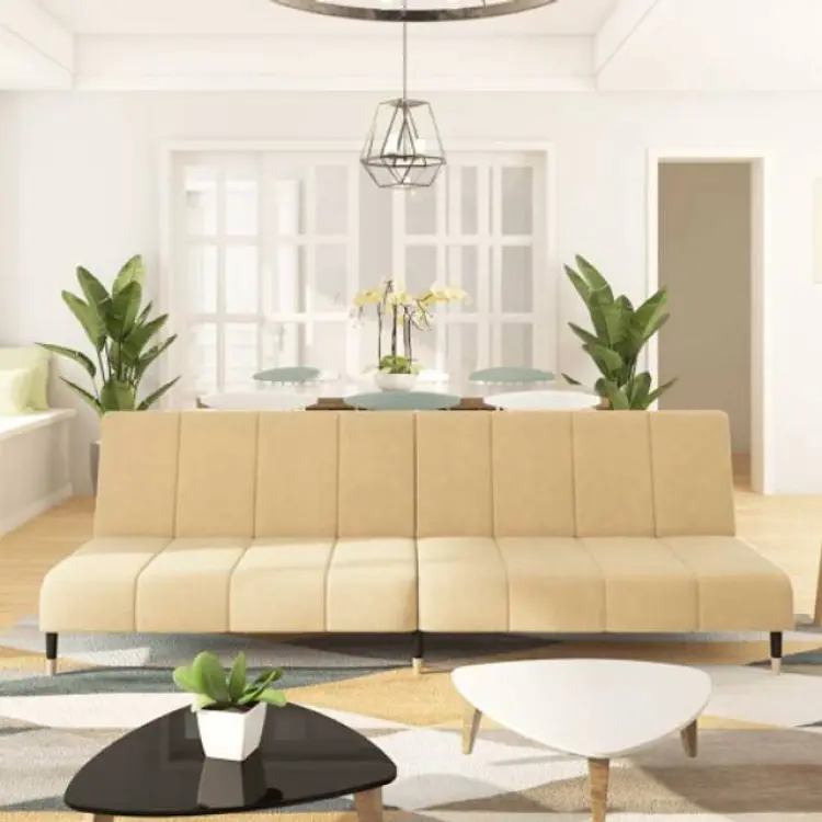 vidaXL Bäddsoffa 2-Sits Gräddvit Sammet Soffa 2-sits