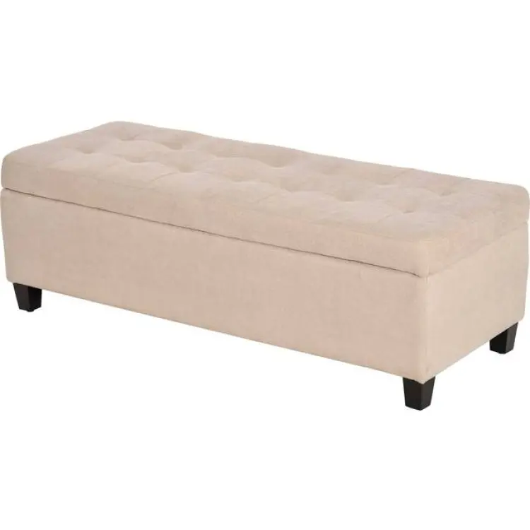 Homcom Hallbänk Sängbänk Knäppt Beige Linne Förvaringsbänk