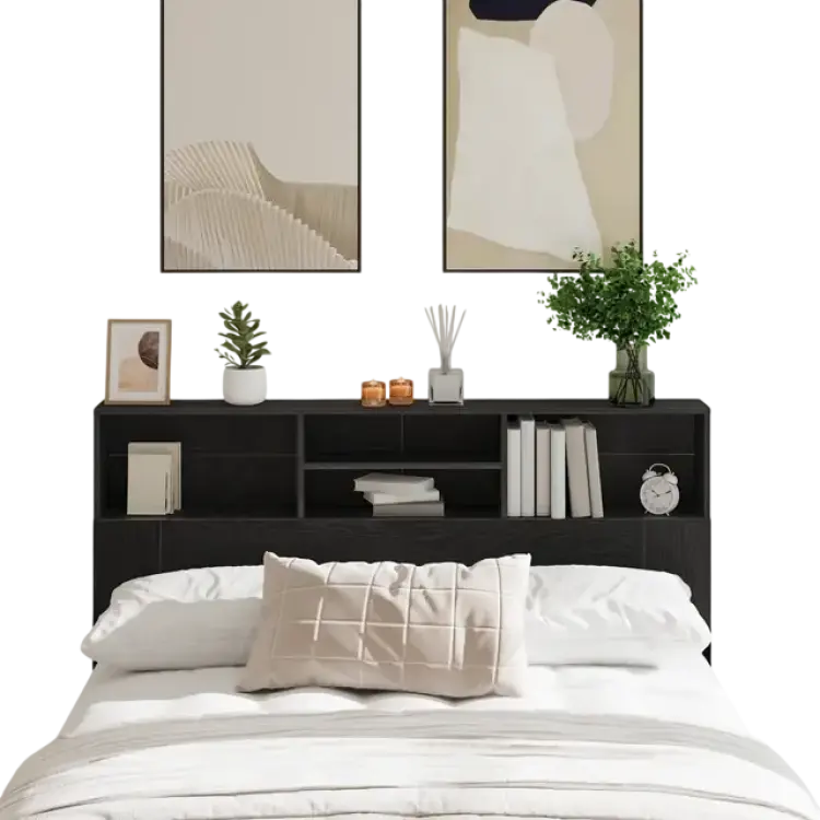 vidaXL Huvudgavel Skåp Svart Ek 160x19x103.5 cm Sänggavel