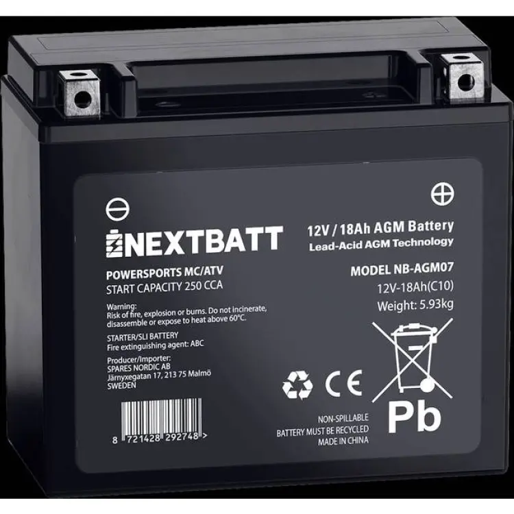 Nextbatt AGM Batteri MC 12V 18Ah