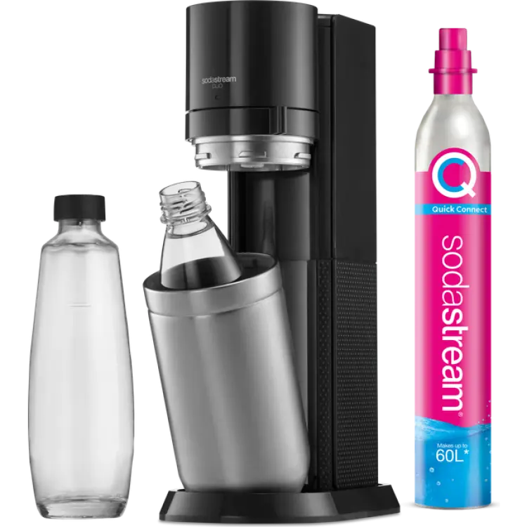 SodaStream Duo svart med kolsyrecylinder och två flaskor
