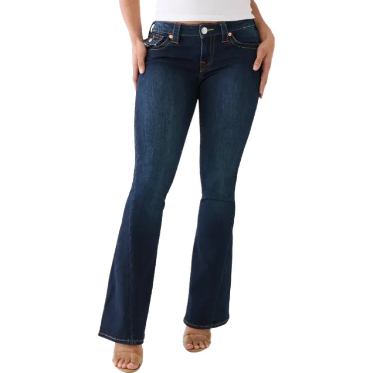 True Religion Joey Low Rise Flare Jeans - Dark Wash Muddy Waters