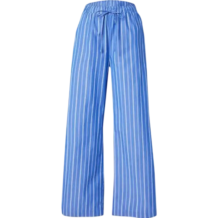 Gina Tricot Cotton Poplin Trousers Randiga Byxor - Blå