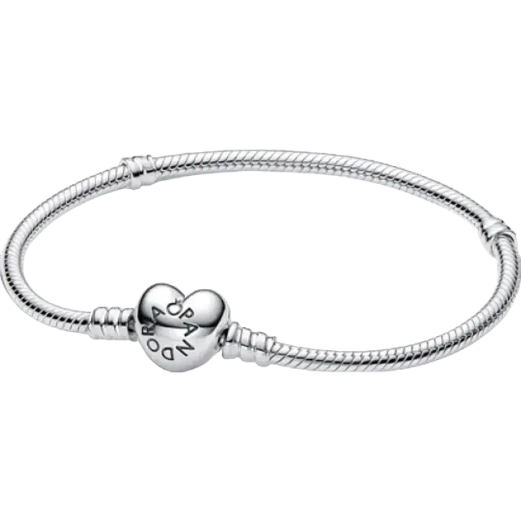 Pandora Moments Heart Clasp Snake Chain Bracelet - Silver