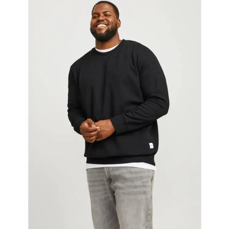 Jack & Jones herr Jjebasic sweatshirt, rund hals, Noos Ps tröja, Svart