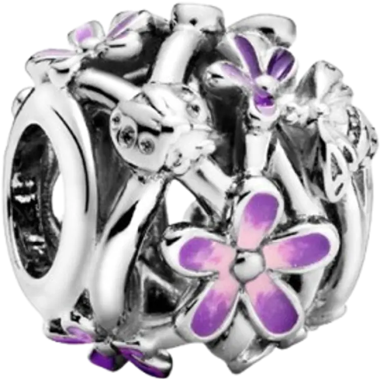 Pandora Daisy Openwork Charm - Silver/Purple