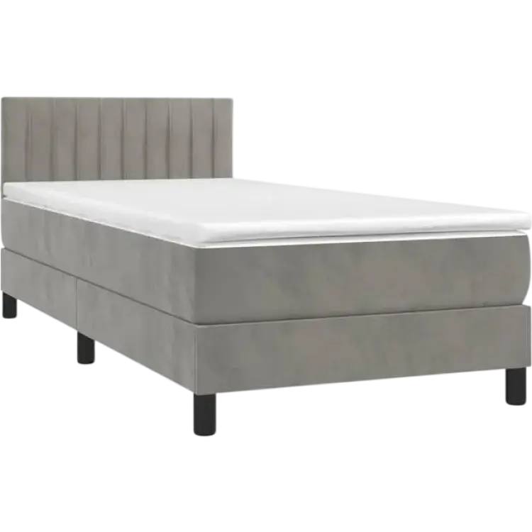 vidaXL Ramsäng Med Madrass Svart 90x190 Cm Sammet Kontinentalsäng 90x193cm