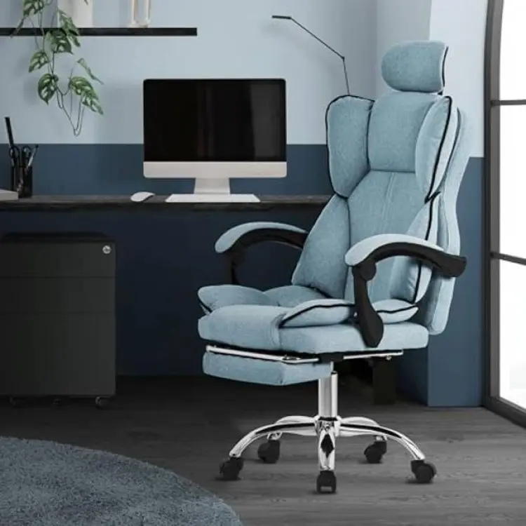 ML Design Ergonomisk Blå Med Fotstöd Kontorsstol