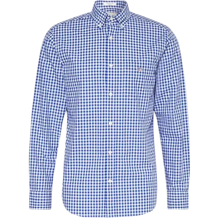 Gant Herr Regular fit ginghamvävd poplinskjorta Blå