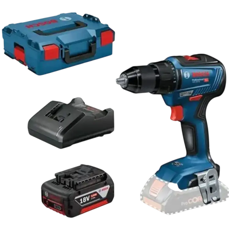 Bosch Sladdlös borrmaskin GSR18V-55 2xGBA18V3.0Ah GAL18V-20 L-Box (0615990L8A)
