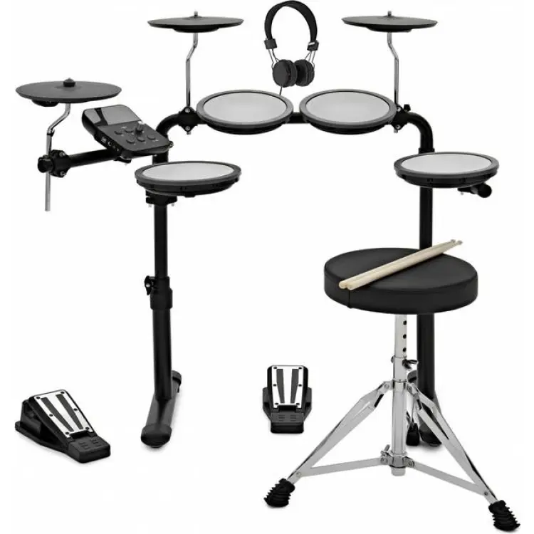 Gear4music Digitalt Trumset Med Pall Och Hörlurar