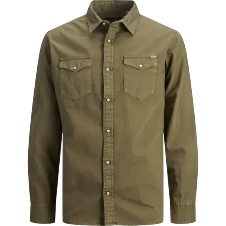 Jack & Jones Slim Fit Denim Shirt - Green/Forest Night