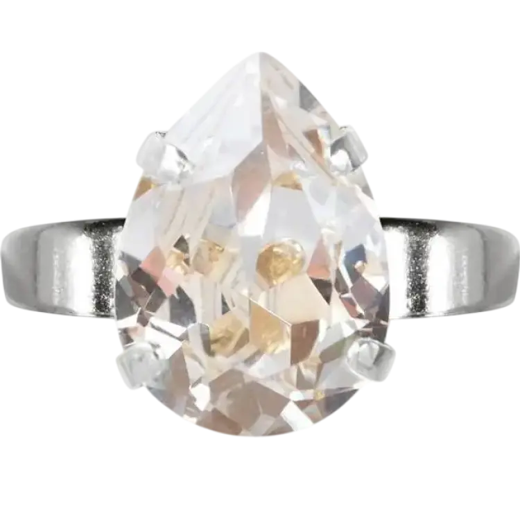 Caroline Svedbom Mini Drop Ring - Silver/Transparent