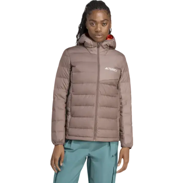 adidas Multi Light Down Hooded Jacket - Trace Brown