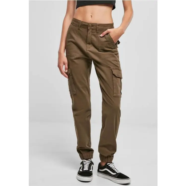 Urban Classics Ladies Cotton Twill Utility Pants - Oliv