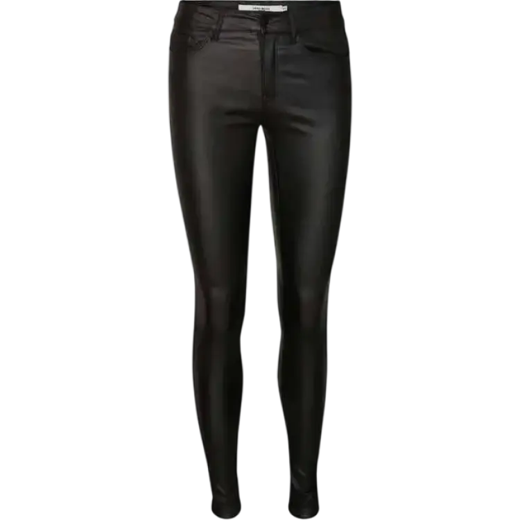Vero Moda Vmseven Nw Smooth Coated Trousers - Black