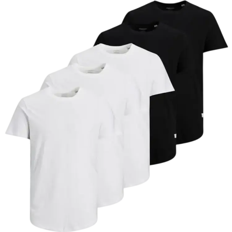 Jack & Jones Organic Cotton Solid T-shirt 5-pack - Black/Black